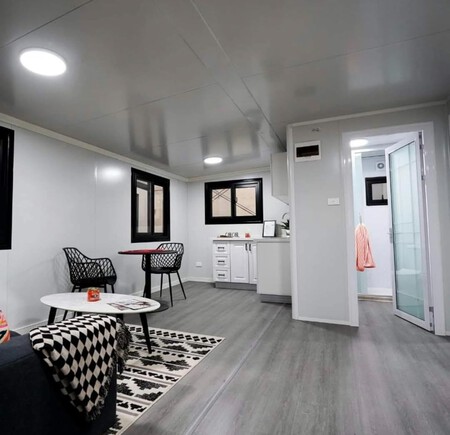 Tiny House - Contenedor modular prefabricado para casa, casa portátil para oficina o vacaciones, con dormitorio, cocina y baño, villa móvil prefabricada,...