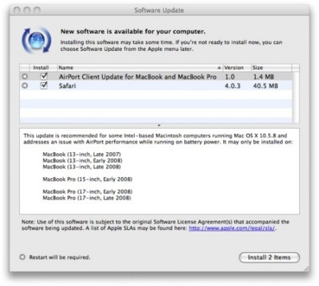 Actualización de Airport para los MacBook y MacBook Pro