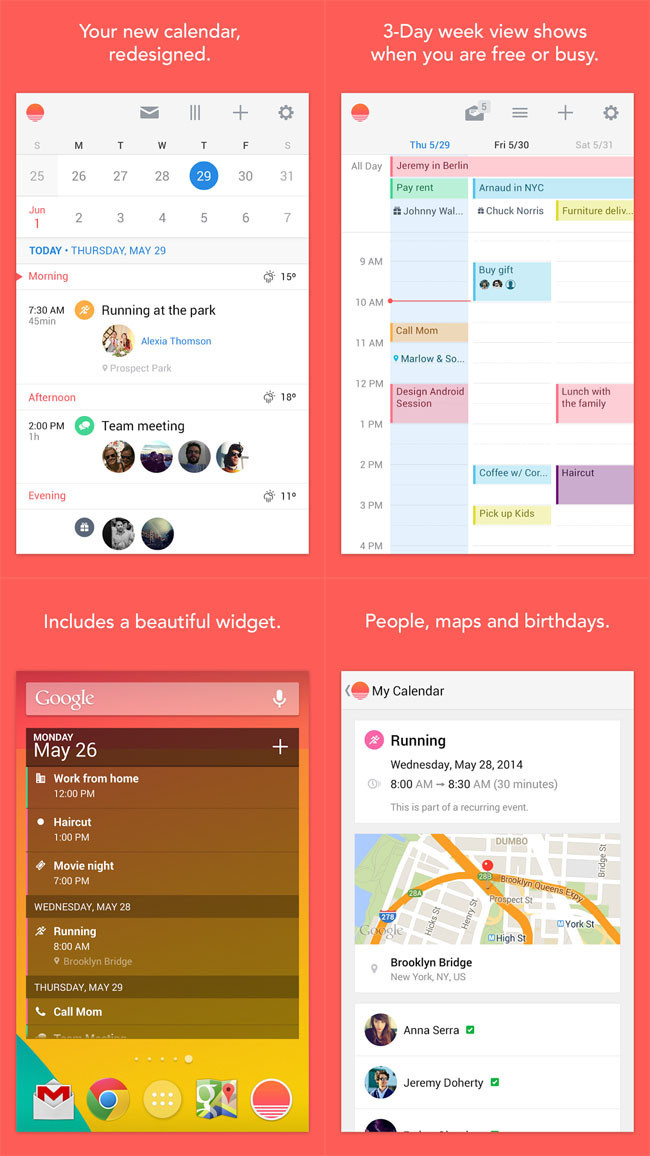 Sunrise Calendar, ya disponible para Android este elegante y completo