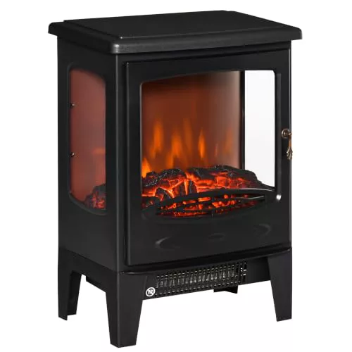 HOMCOM Chimenea Eléctrica 900W/1800W para 20-25 ㎡ Negro