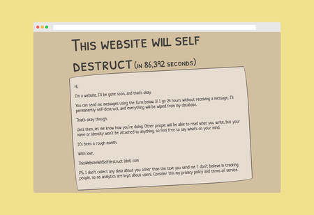 Esta web se autodestruirá en 24 horas si no le enviamos un mensaje