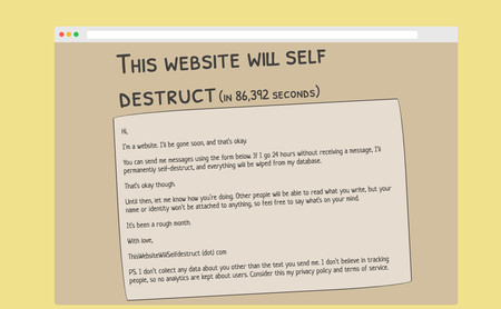 Esta web se autodestruirá en 24 horas si no le enviamos un mensaje