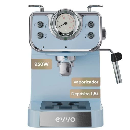 Cafetera Express Retro Evvo Intensa Blue, 15 Bares, Acero Inoxidable, 950w, Espresso, Capuccino, 1.5l
