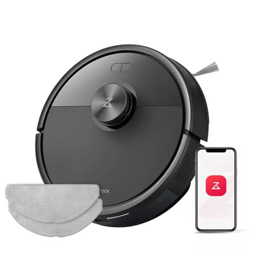 roborock Q7 M5 Robot Aspirador y Fregasuelos 2 en 1 de 10000 Pa, Robot Vacuum con Doble Sistema Antienredos, Navegación PreciSense LiDAR, Controlado por App y Comando por Voz (Negro Set)