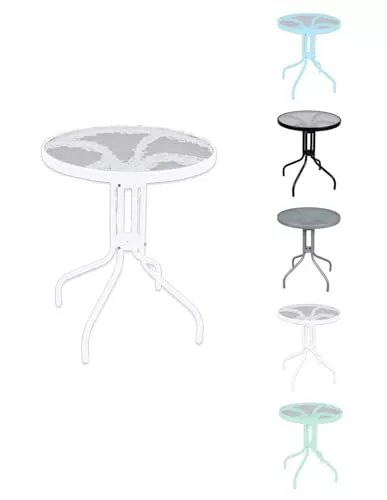 Jardin202 Mesa de Cristal Redonda con Base metálica
