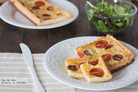 Tarta de tomatitos variados y mozzarella. Receta