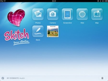 Menú principal en Skitch