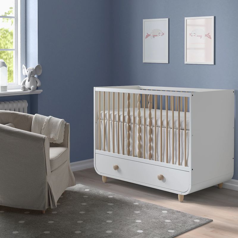 Cuna con cajón, blanco60x120 cm