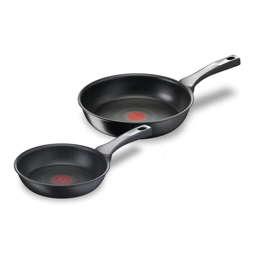 Tefal Unlimited On - Juego de 2 Sartenes 20/26 cm, Apto inducción, antiadherente, revestimiento titanio, Thermo-signal, sin PFOA, apto lavavajillas y horno, acero inoxidable