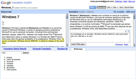 Google Translator Toolkit, la ayuda de Google para traducir textos
