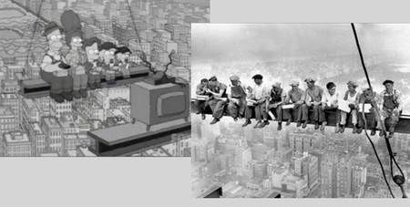 Los Simpson parodiando fotografías históricas