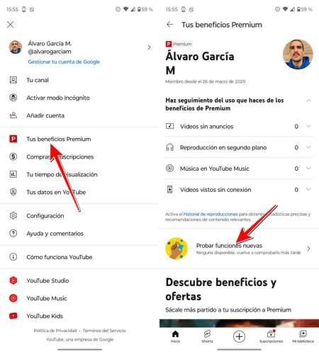 Probar Funciones Youtube