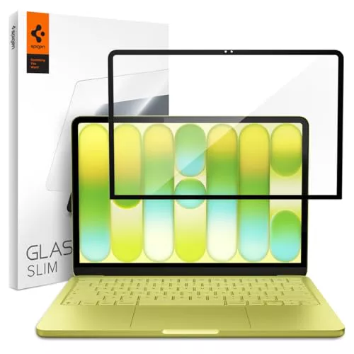 Spigen Glas.tR Slim Protector Pantalla para MacBook Neo 13 Pulgadas, 1 Unidad, Alta Definición, Dureza 9H, Cristal Templado