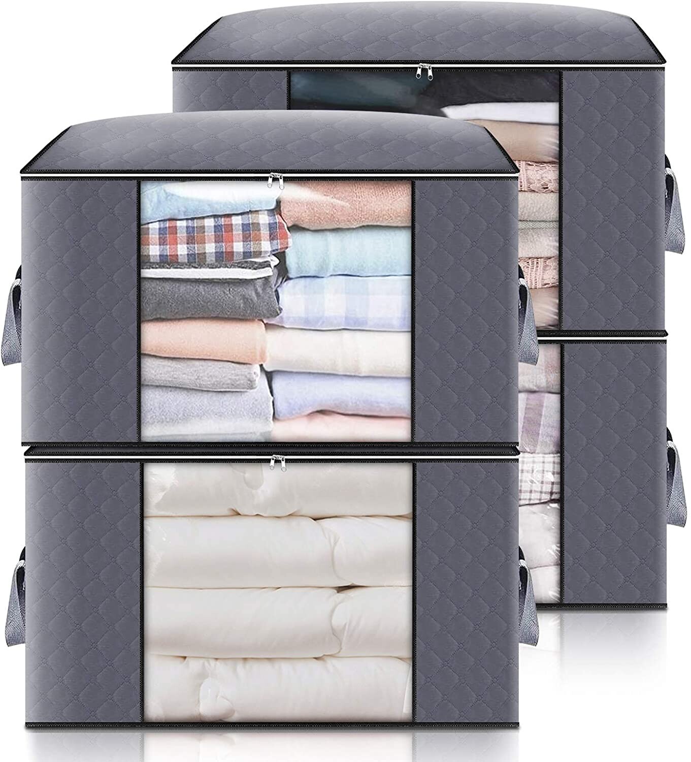 Nueve bolsas de gran volumen y cajas de plástico para guardar ropa en