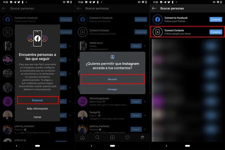 Instagram の連絡先を接続する
