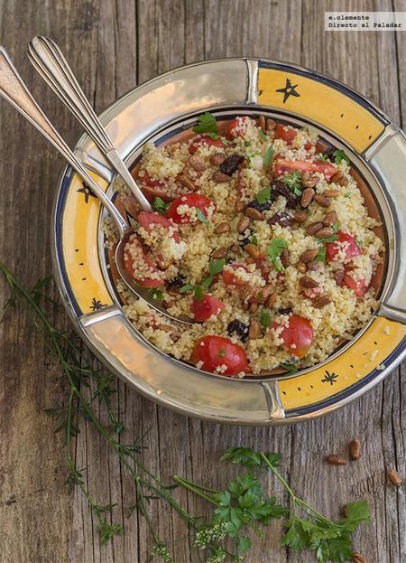 Taboulé con uvas pasas y piñones. Receta