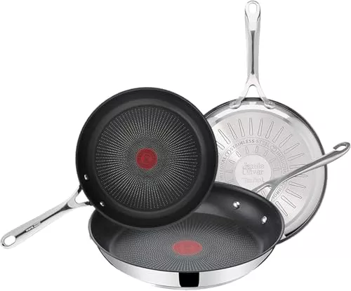 Tefal Jamie Oliver - Juego de 3 Sartenes 20/24/28 cm, Apto inducción