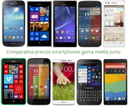 Comparativa precios Huawei G6, Xperia M2, LG G2 mini, Galaxy S4 mini, Moto G, Lumia 625 y otros gama media en junio