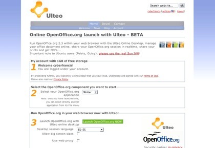 Ulteo, usando Openoffice.org en la web