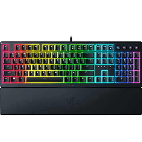 Razer Ornata V3 - Teclado para Juegos de Perfil Bajo (Interruptor Híbrido de Membrana Mecha, Teclas Recubiertas de UV, Reposamuñecas Magnético Suave al Tacto, RGB Chroma) Diseño ES | Negro