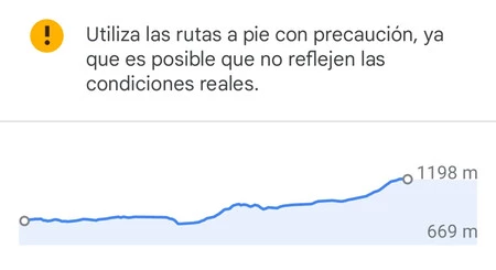 Google マップでは、上り坂か下り坂か、ルートのプロフィールも表示されますが、残念ながら短いルートの情報は無視されます。