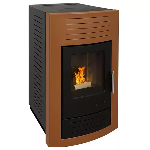 EIDER BIOMASA – Estufa de Pellets MARTE 8,55 kW – Calienta hasta 252 m³ – Tolva 17 kg – Rendimiento 90% – Bajo Consumo – Programación Semanal – Pantalla Digital – Salida 80 mm