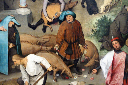 Bruegel Il Vecchio Proverbi Fiamminghi 1559 22 Dar Rose Ai Porci