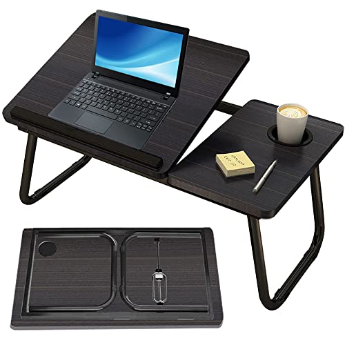 Mesa Plegable Soporte para Laptop - con Portavasos y Diseño con Ranura Inclinación Ajustable de 5 Niveles