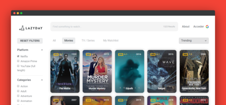 LazyDay: una web minimalista que te ayuda a encontrar rápido una serie o película para ver online