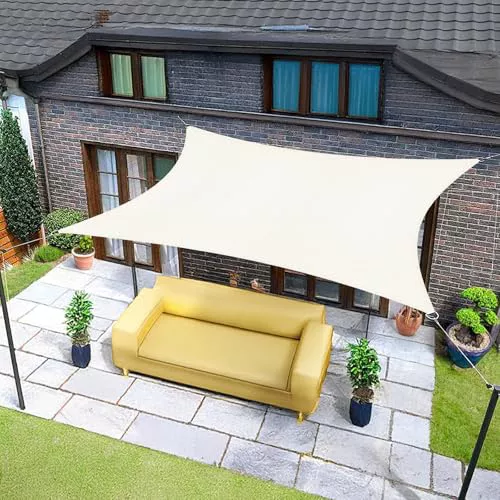 Sunnylaxx 2,5x3,5m Rectangular Toldo Vela de Sombra, Crema Toldos Exterior Terraza Protección Rayos UV para Exteriores, Pergola, Jardín,Terrazas