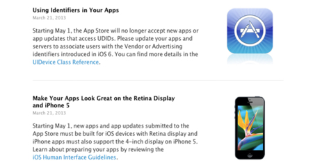 Fin del uso de UDID y compatibilidad obligatoria con la pantalla del iPhone 5 a partir del 1 de mayo
