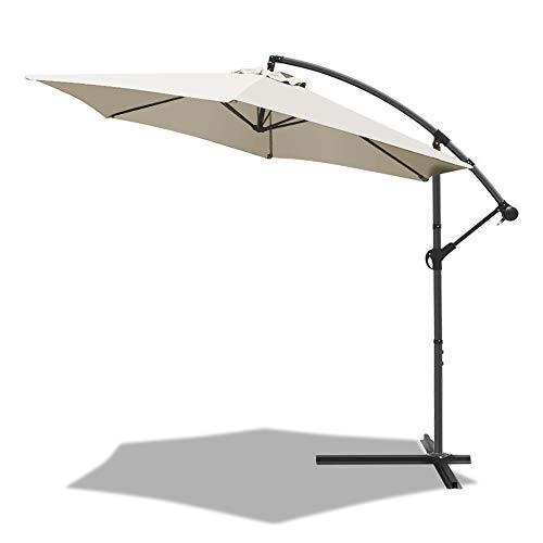 VOUNOT 300 cm Parasol Excentrico, Sombrilla de Jardín con Manivela y Funda Protectora