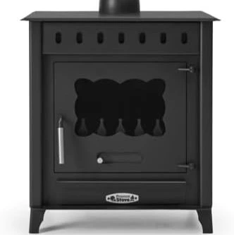 Prensa Stove - Estufa de Leña Mediana TEIDE 1 de 12,6 kW con Salida Superior Ø150 mm - Cristal Cerámico – Acero de 4 mm – Alta Eficiencia Energética