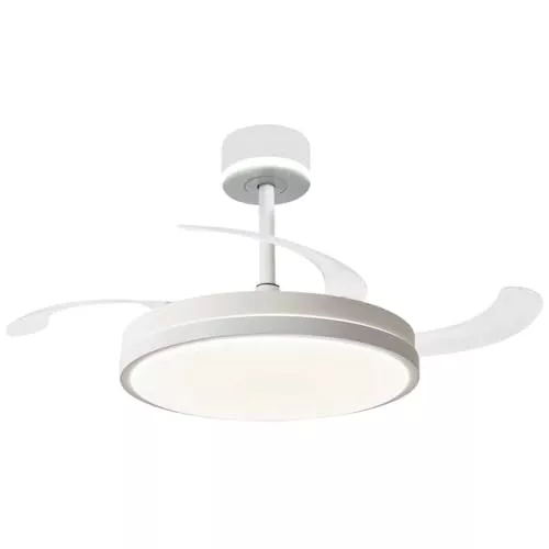 NARVI Ventilador de Techo | 40 cm | Control Remoto | 3 Palas Transparentes | Cabezal Regulable 10W - 3000K-6500K | Función Invierno/Verano | Blanco