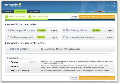 Novedades en Amiando, ahora con soporte del español entre otras novedades