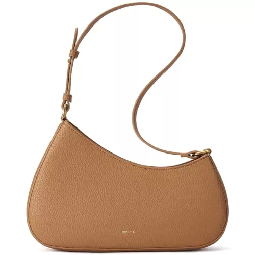 TORISKY Bolso Pequeño y Elegante Para Mujer con Forma de Media luna, Cartera Para Salir, Bolso de Mano y Bandolera Ajustable(FS101-Brown)
