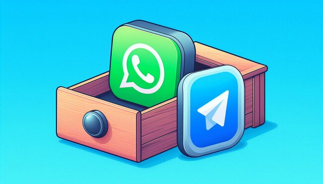 Imagen ilustrativa generada con IA con los iconos de WhatsApp y Telegram
