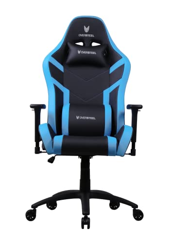 Oversteel DIAMOND - Silla de Gaming Profesional, Polipiel, Reposabrazos 3D, Ajustable en Altura, Reclinable 180º, Pistón Gas Clase 4, Hasta 150Kg, Cojín Cervical y Lumbar incluidos, Color Azul