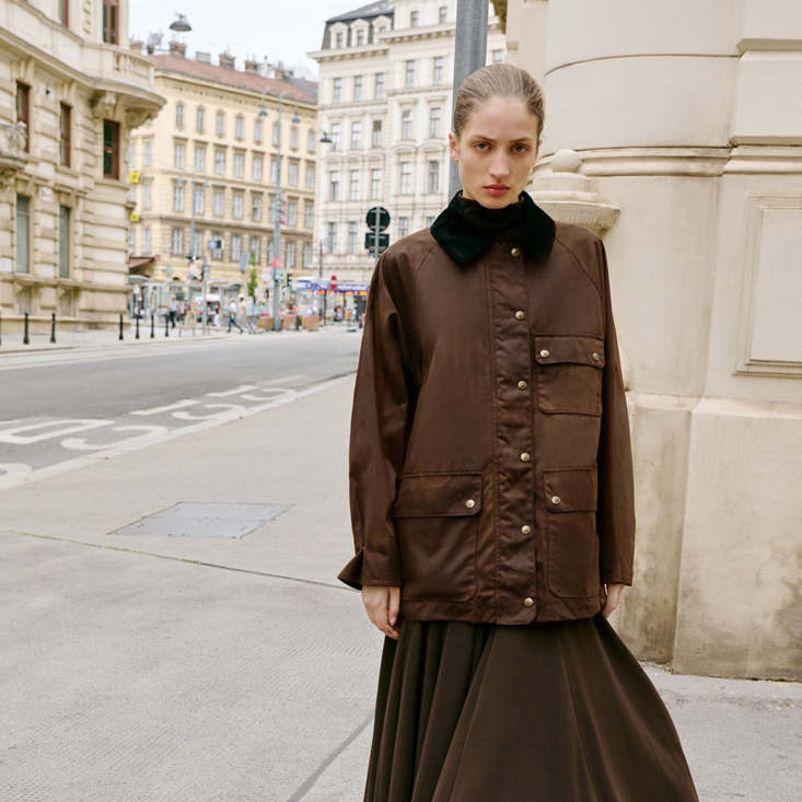Parka cuello pana efecto encerado