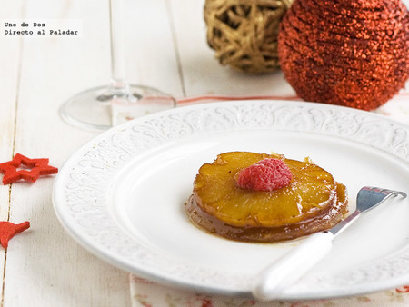Mini tatín de piña y hojaldre, receta de postre individual para Navidad