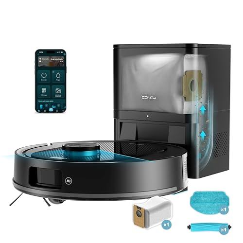 Cecotec Robot Aspirador y Friegasuelos con Base de Autovaciado e IA Conga Y80 X-Treme. Navegación Láser e Inteligencia Artificial, 13000Pa, Base de 2.5L, Autonomía hasta 220m², Control App 3.0