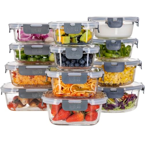 Igluu Meal Prep Recipientes de Vidrio con Tapa (Paquete de 12) 