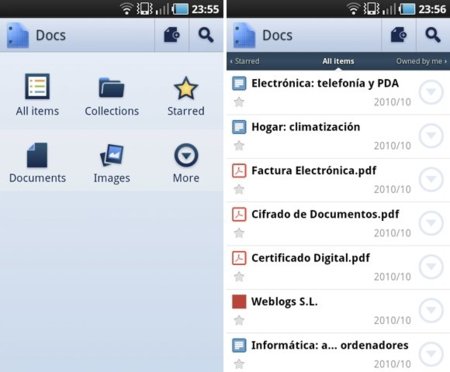Google Docs para Android como aplicación nativa con captura de texto desde la cámara