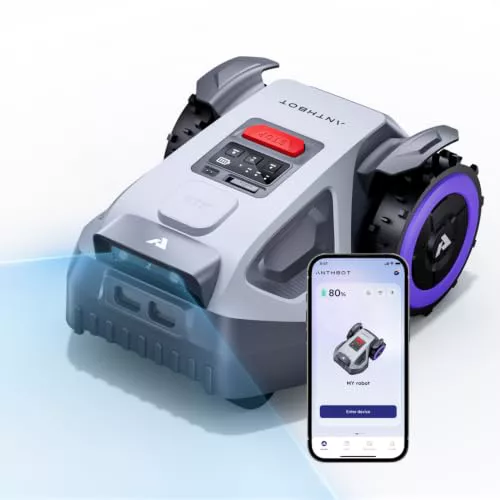 ANTHBOT M9 Robot cortacésped inalámbrico, NetRTK, 4G, batería de 5000 mAh, Recomendado 1000 m², máximo 1200 m², Pendiente de 24° (45%), soporta 2RTK diseñado para Jardines Delanteros y Traseros