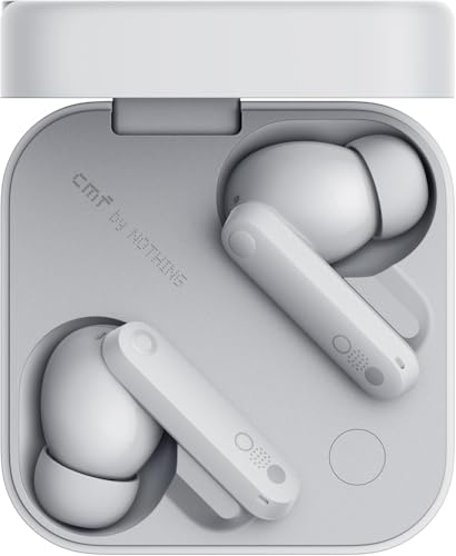 CMF by Nothing Buds Pro 2 Auriculares inalámbricos con Sonido HiFi, 50 dB Cancelación Activa de Ruido híbrida, 6 micrófonos HD y Efecto Audio Espacial, 2025 - Gris Claro