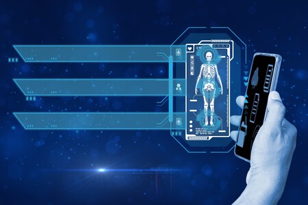 Raio X ao lado de celular