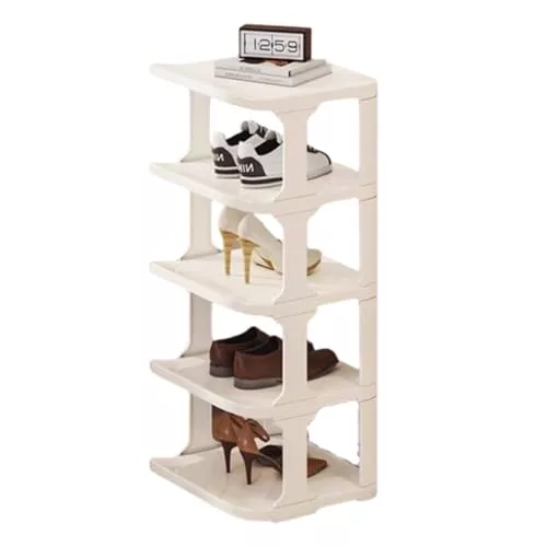 Zapatero de 5 niveles, ahorra espacio, apilable, estante para zapatos, para pasillo, salón, dormitorio, entrada (blanco) inkihuit