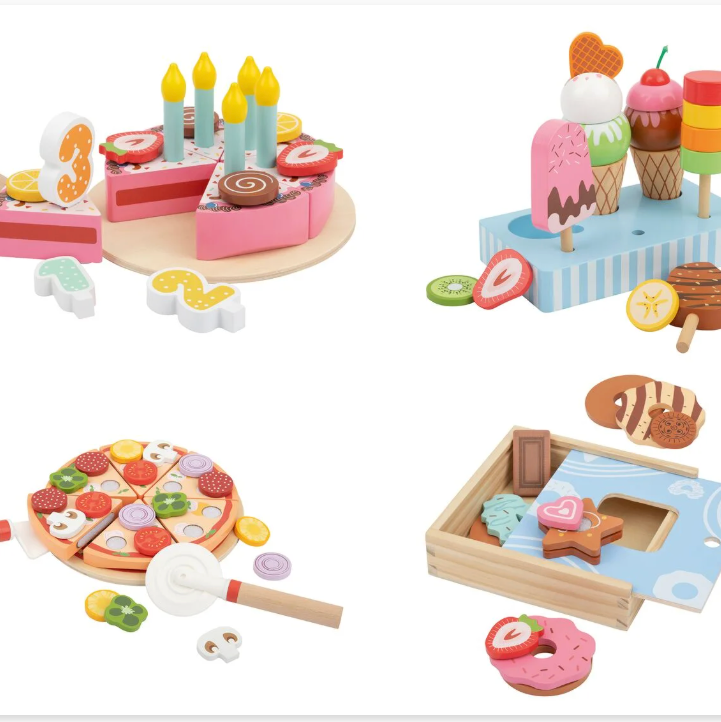 Comida de juguete de madera
Material: Madera auténtica
Recomendación de edad: 2+