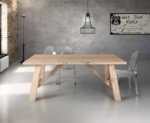 Mar.c.a. Design - Mesa rectangular para comedor, cocina o salón, de madera de roble macizo, con encimera de 4 cm de grosor, medida 160 x 90 - Made in Italy