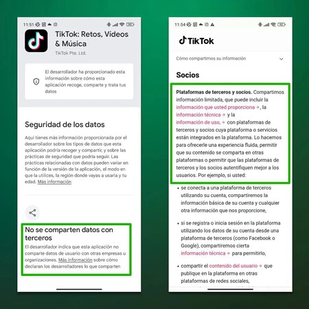 Play ストアに表示される内容とアプリケーション ポリシーに表示される内容。